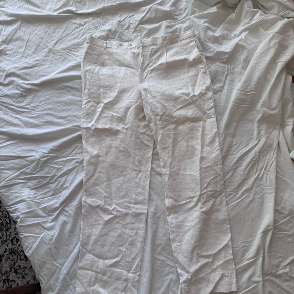 Massimo White Linen-Blend Chinos for Men